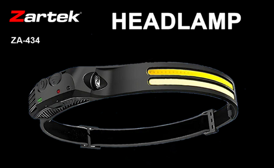 Zartek ZA-434 USB Rechargeable LED Headlamp – 420 Lumen, White/Red/UV Modes