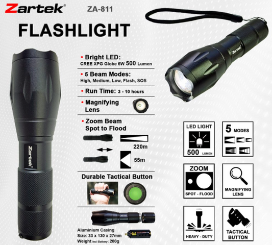 Zartek ZA-811 LED Flashlight – 500 Lumen