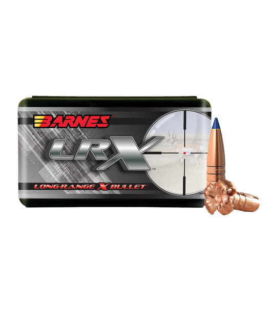 Barnes LRX Long Range X Bullet packaging with a bullet displayed on a white background