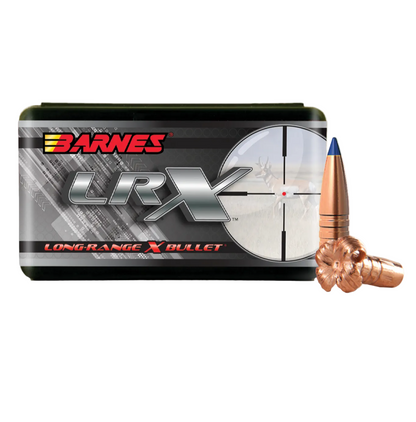 Barnes LRX Long-Range X Bullet packaging with bullets displayed on a white background
