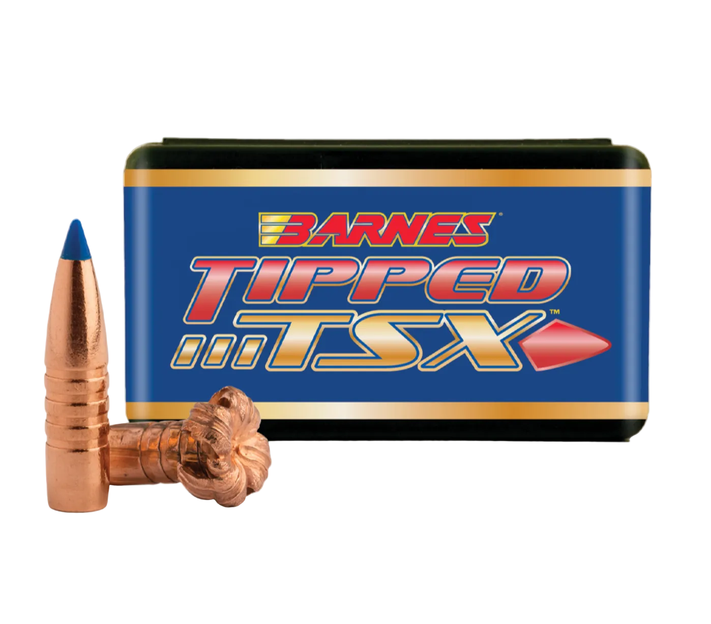 Barnes Tipped TSX bullet and box on a white background