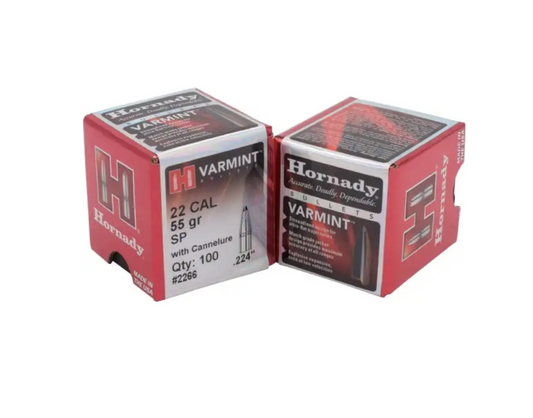 Hornady .224 Cal 55gr Soft Point Bullets (100 Pack)