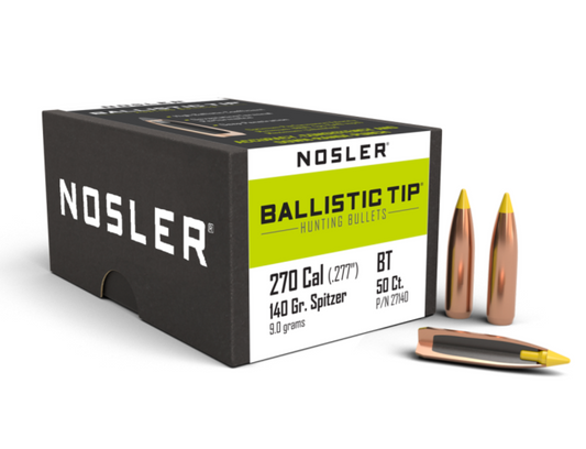 Nosler Ballistic Tip® Hunting .277 Cal 140gr Bullets (50 Pack)
