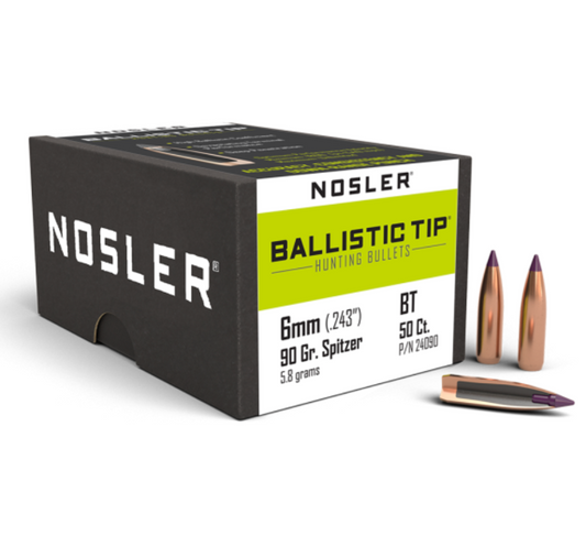 Nosler Ballistic Tip® Hunting 6mm 90gr Bullets (50 Pack)